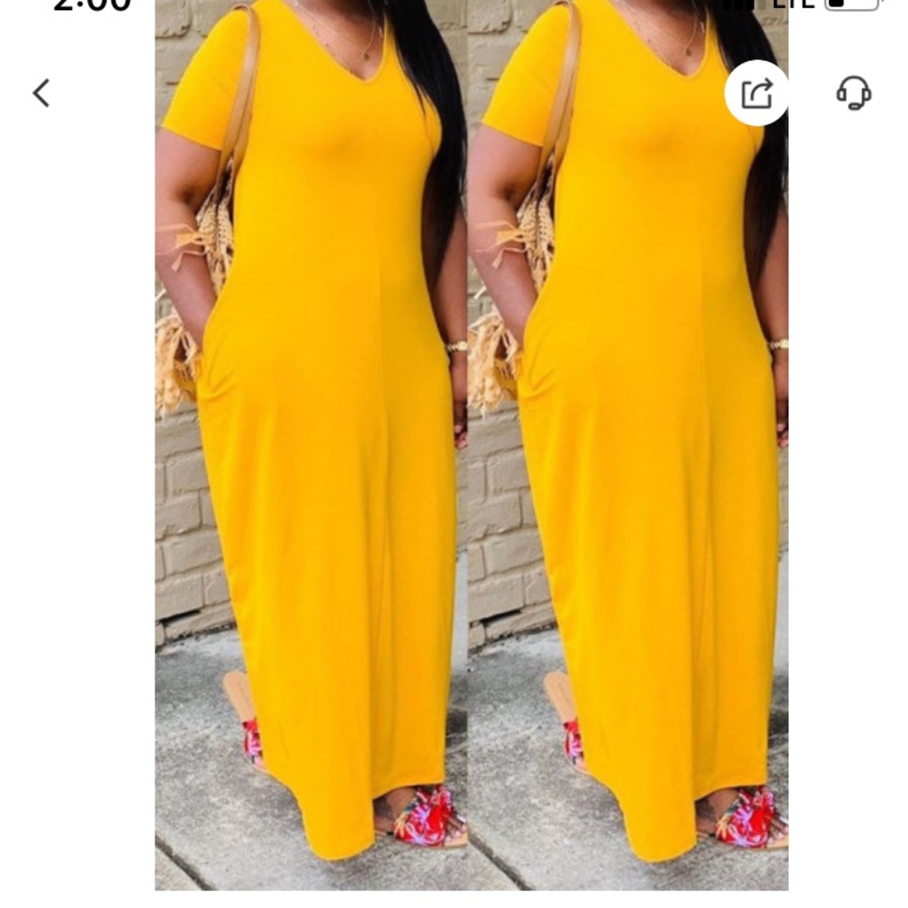 Yellow swim suit material maxi dress